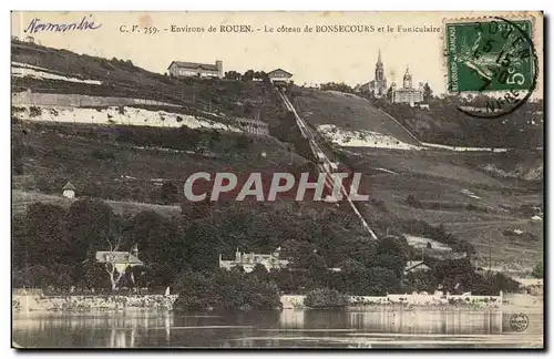 Environs de Rouen Ansichtskarte AK Le coteau de Bonsecours et le funiculaire