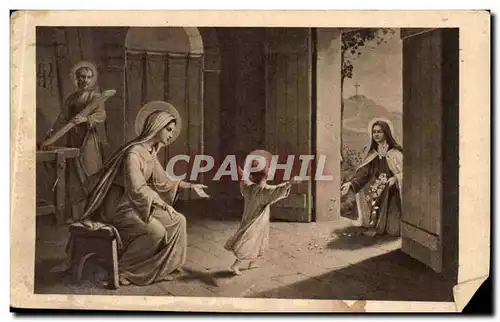 Ste Therese de L'Enfant Jesus jetant des fleurs sous les pas allegorical picture of inner life CP