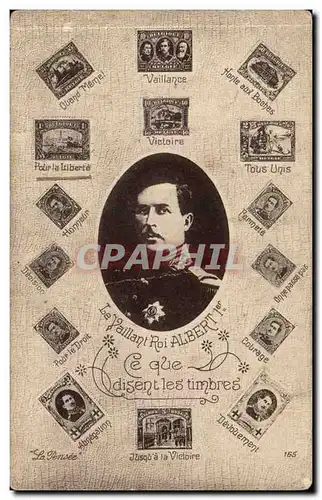 Belgique - Belgium - Le Vaillant Roi Albert I - Ce que disent les timbres Cartes postales