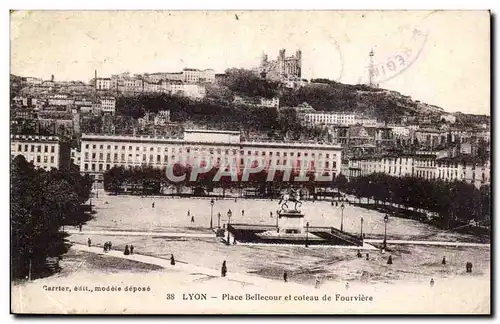 Lyon - Place Bellecour et coteau de fourviere - Ansichtskarte AK