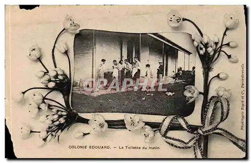 Fantaisie - Enfants - Colonie Edouard - la toilette du Matin fleurs Cartes postales