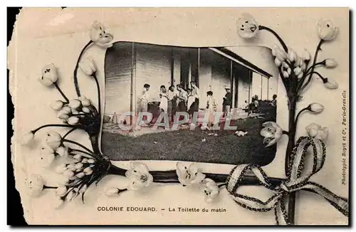 Fantaisie - Enfants - Colonie Edouard - La Toilette du Matin - fleurs Cartes postales