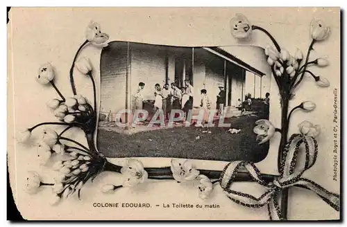 Fantaisie - Enfants - Colonie Edouard - La Toilette du Matin - fleurs Cartes postales