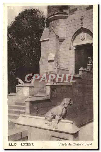 Loches - Entre du Chateau Royal - chien - Cartes postales