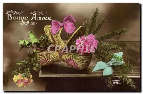 fantaisie - Fete &#39 Bonne Anne - Panier - Basket filled to the brim with holly flowers and pine br