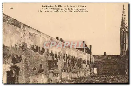 Belgique Ypres Ansichtskarte AK CAmpagne de 1914 La salle Pauwels apres le bombardement