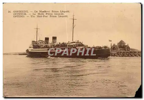 Belgique Belgie Ostende Ansichtskarte AK La malle Prince Leopold (bateau)