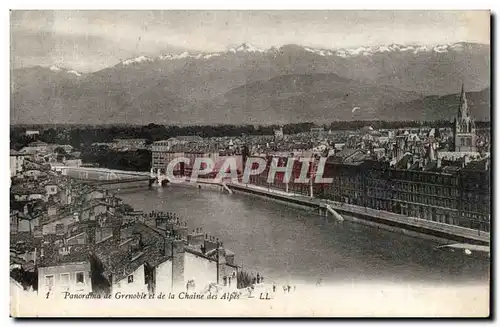 Panorama de Grenoble de la cahine des Alpes