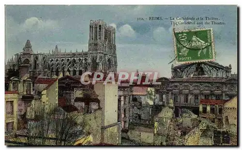 Reims Cartes postales La cathedrale et le theatre