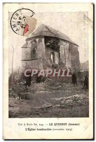 Le Quesnoy Cartes postales L'eglise bombardee (novembre 1914)