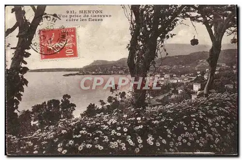 Menton Cartes postales Vue prise de Garavan entre les fleurs