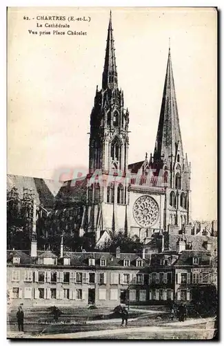 Chartres Ansichtskarte AK La cathedrale Vue prise Place Chatelet