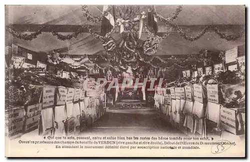 Verdun Cartes postales Ossuaire provisoire des champs de abtaille