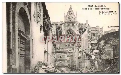 Reims - la Cathedrale - vue de la rue de l&#39Ecole de Medecine - Cartes postales