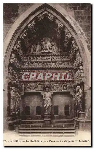 Reims - la cathedrale - Porche du jugement dernier - Cartes postales