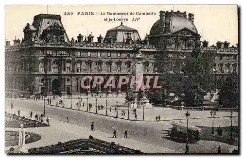 Paris - 1 - Le Monument de Gambetta et le Louvre - - Ansichtskarte AK