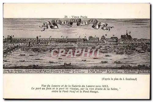 Paris - 1 - Le Louvre Vieux Paris Vue du ouvre et la Galerie vers 1653 Le Port au foin - Ansichtskarte AK