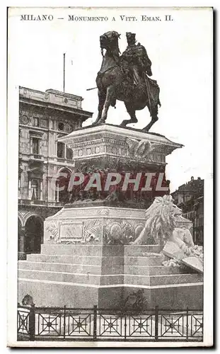 Italia - Italie - Italy - Milano - Milan - Monumento a Vitt Eman II - Ansichtskarte AK