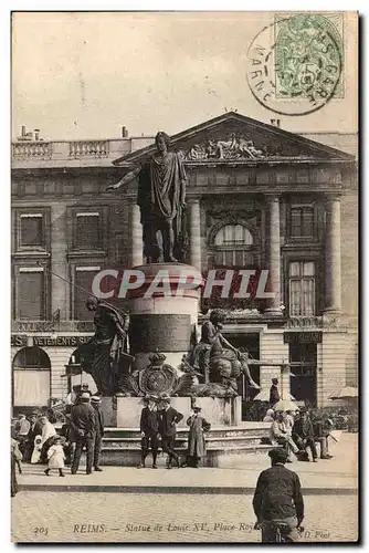 Reims - Statue de Louis XV Place Royal - Ansichtskarte AK