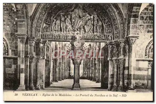 Vezelay - Basilique de la Madeleine - Le Portail du Narthex et la Nef - Ansichtskarte AK