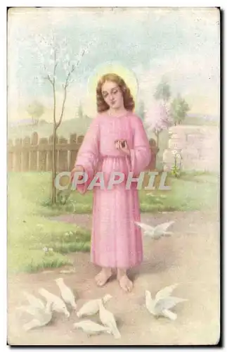 Fantaisie - Enfant - Sainte avec les Colombes- - Cartes postales