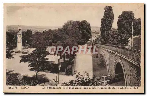 Laon - Le Funiculaire et le Monument aux Mort - Ansichtskarte AK