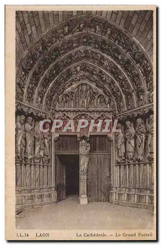 Laon - La Cathedrale - Le Grand Portail - Ansichtskarte AK