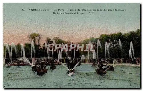 Versailles Cartes postales Le parc Bassin du Dragon un jour de grandes eaux