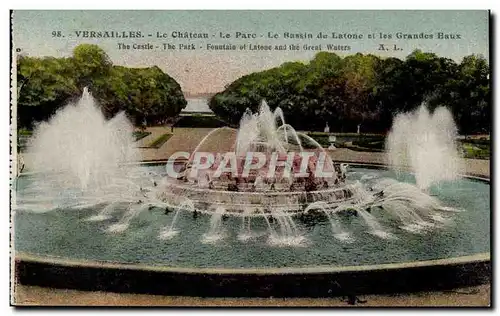 Versailles Cartes postales Le chateau Le parc Le bassin de Latone et les grandes eaux