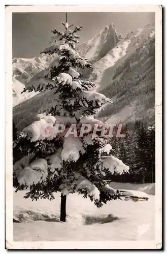 Chamonix Ansichtskarte AK Mont Blanc en hiver Paysage d&#39hiver et aiguille verte et du Dru