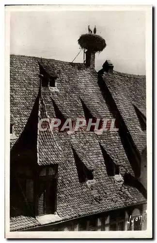 Obernai Cartes postales Toit alsacien et son nid de cigognes