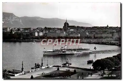 Suisse Ansichtskarte AK Quai et ville (bateau)