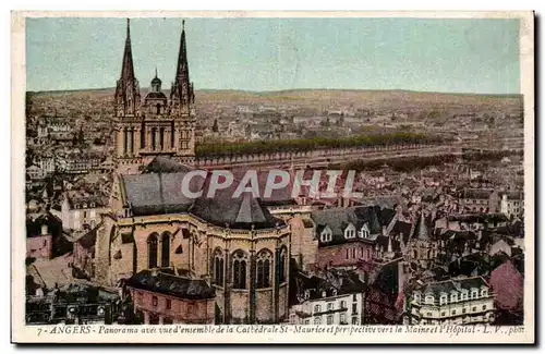 Angers Cartes postales Panorama avec vue d&#39ensemble de la cathedrale St Maurice et perspective vers la Maine