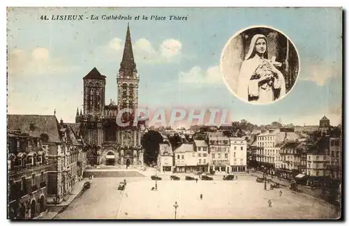 Lisieux Cartes postales la cathedrale et la place Thiers