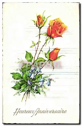 Cartes postales Fantaisie Anniversaire Fleurs