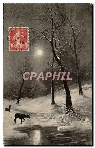 Cartes postales FAntaisie Bonne annee Biche