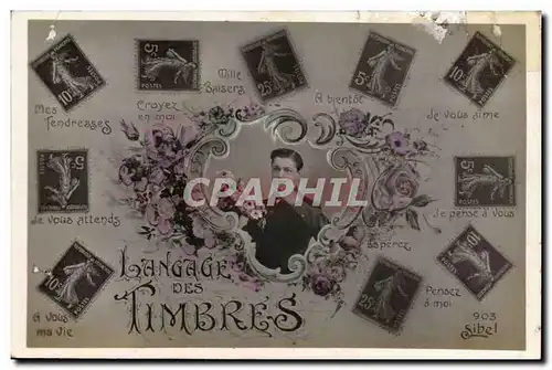 Cartes postales FAntaisie Langage des timbres (Semeuse)