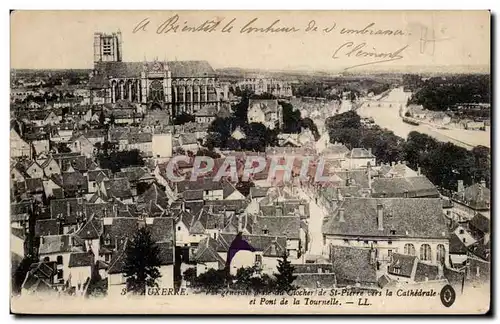 Auxerre Ansichtskarte AK Vue generale prise du clocher St Pierre vers la cathedrale et pont de la Tournelle