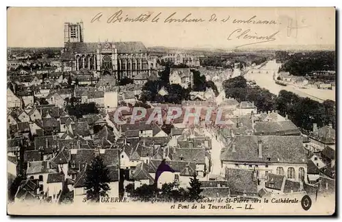 Auxerre Cartes postales Vue generale prise du clocher St Pierre vers la cathedrale et pont de la Tournelle