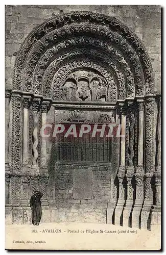 Avallon Cartes postales Portail de l'eglise St Lazare (cote droit)