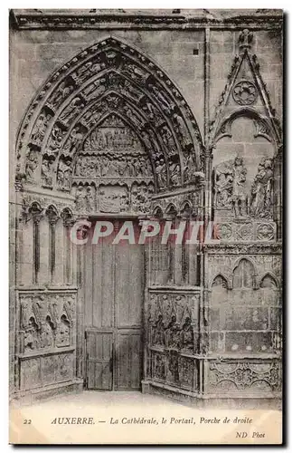 Auxerre Cartes postales CAthedrale Porche de droite