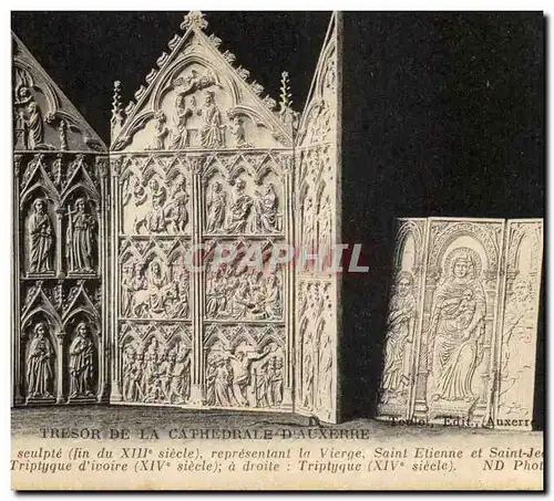 Auxerre Cartes postales Tresor de la cathedrale Ivoire Vierge Saint Etienne et Saint Jean Baptiste Triptyque