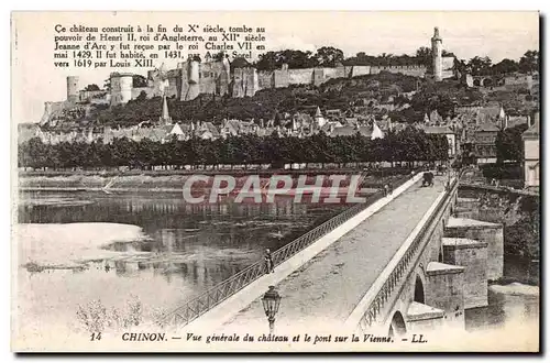 Chinon Ansichtskarte AK Vue generale du chateau et le pont sur la Vienne