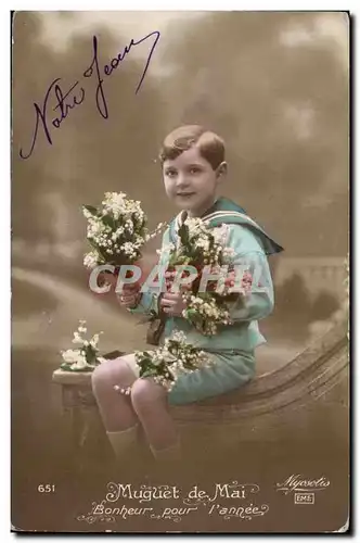 Cartes postales Fantaisie Enfant Muguet de Mai Bonheur pour l&#39annee