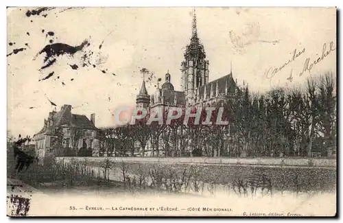 Evreux Cartes postales La cathedrale et l'eveche Cote meridional