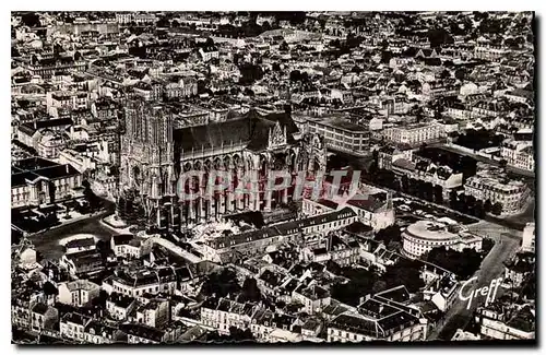 Reims Cartes postales Vue aerienne la cathedrale facade et partie sud