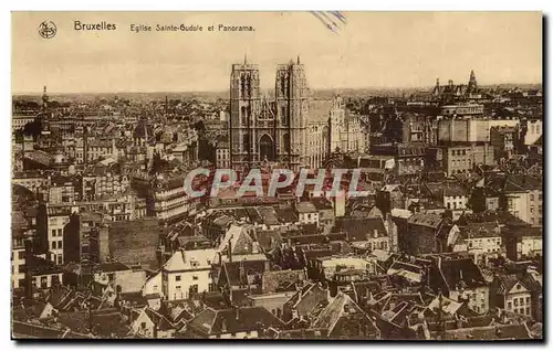 Belgie Belgique BRuxelles Ansichtskarte AK Eglise Sainte Gudule et panorama