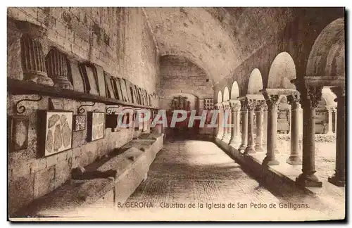 Espagne Espana Spain Gerona Ansichtskarte AK Claustros de la Iglesia de SAn Pedro de Galligans