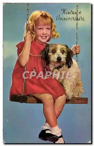Cartes postales moderne Heureux anniversaire Chien enfant