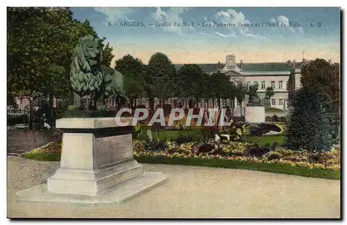 Angers Cartes postales Jardin du Mail Les parterres fleuris et l&#39hotel de ville (lion)